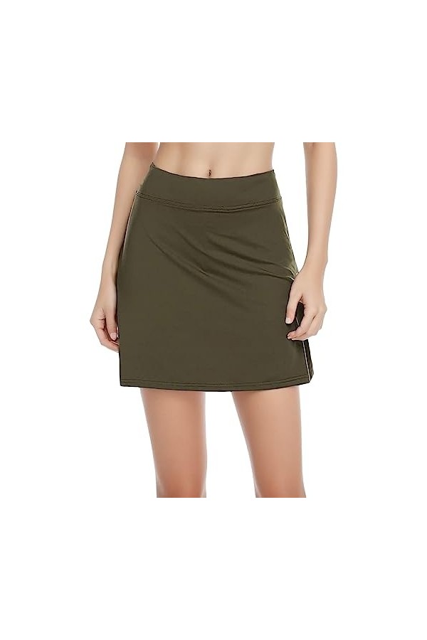 Jupe de tennis pour femme - Tendance - Couleur unie - Avec pantalon - Pour lété - Avec poches - Avec pantalon intérieur - Co