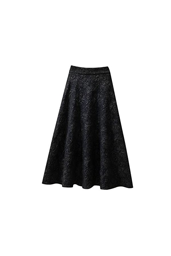 Jupe midi élégante pour femme - Jupe plissée - Coupe trapèze - Taille élastique - Jupe plissée - Couleur unie - Vintage - Pou