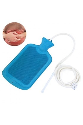 PENO Sac de Lavement réutilisable, Sac de Lavement de Nettoyage du côlon 2L Bleu avec Sortie deau pour Salle de Bain