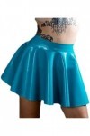 IDOBLO Mini Jupe en Latex Bleu Ciel Mini Jupe en Latex Femme Latex,lac Bleu,4XL