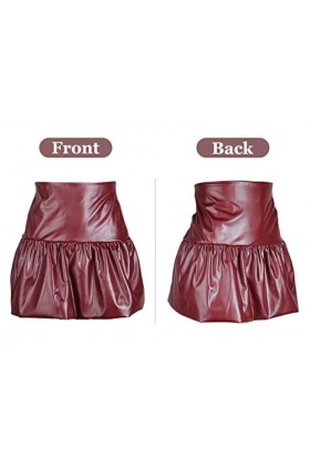 Maeau - Mini Jupe plissée en Cuir Synthétique Femme Jupe Sexy Courte Taille Haute Similicuir Jupe Sexy Mince Fermeture à Glis