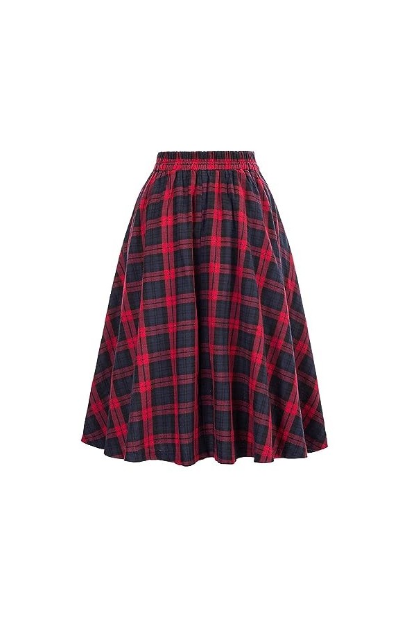 Jupe à carreaux taille élastique ft-8832, Rouge, Taille XL