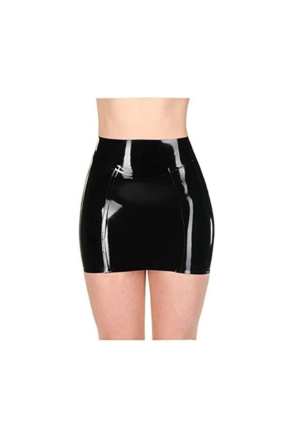 GOCTRN Mini Jupes Sexy en Latex Noir, Robes Serrées en Caoutchouc Latex avec Fermeture Éclair Au Dos,Couleur Personnalisée,XX