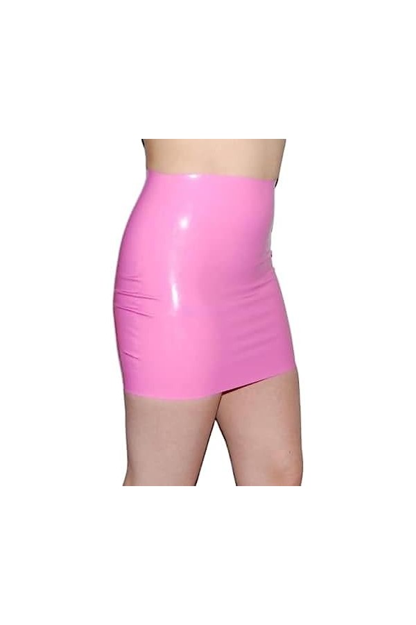 GOCTRN Mini Jupe en Latex pour Femmes, Jupe en Latex Rose, Jupe Dété,Couleur Personnalisée,XXL