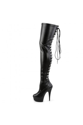 WOkismD 15CM / 5.9IN Matte Stretch Bottes de danse à semelles épaisses Sexy Over-The-Knee Boots,Noir,42 EU