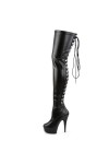 WOkismD 15CM / 5.9IN Matte Stretch Bottes de danse à semelles épaisses Sexy Over-The-Knee Boots,Noir,42 EU