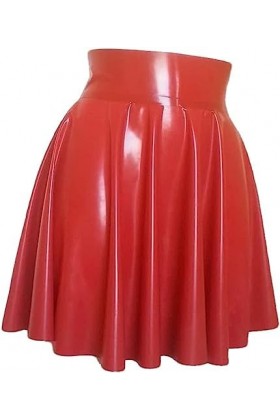GOCTRN Jupe en Latex A-Ligne Rouge Mini Robe en Latex Jupe Sexy Jupe en Latex Cercle Gummi Caoutchouc,Couleur Personnalisée,S