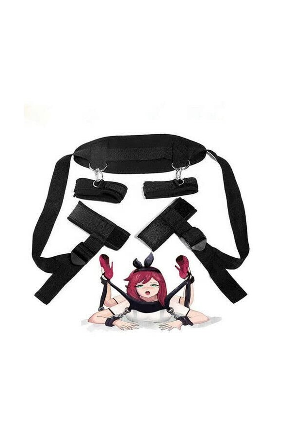 MIAIER B-D-SM Sangles de Jam be Fendues en Nylon Noir Neutre