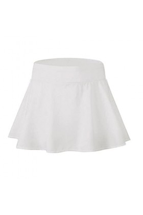 Jupe de tennis courte pour femme - Élastique - Couleur unie - Avec pantalon - Pour lété - Avec poches - Avec pantalon intéri