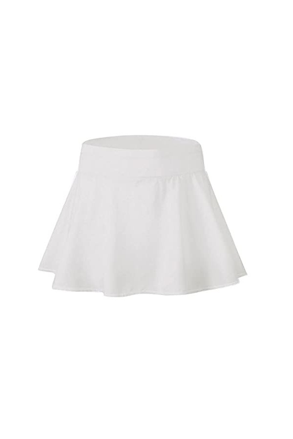Jupe de tennis courte pour femme - Élastique - Couleur unie - Avec pantalon - Pour lété - Avec poches - Avec pantalon intéri