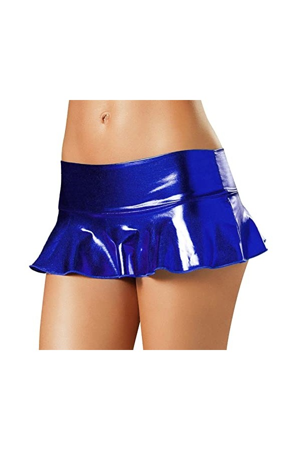 Jupe pour femme en cuir synthétique avec plis - Jupe plissée - Sexy - Mini jupe vintage - Mini jupe - Robe de discothèque éla