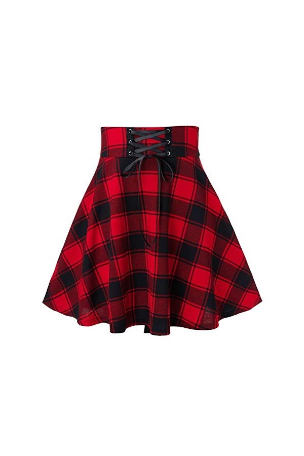 Jupe à carreaux courte plissée pour femme - Style gothique - Steampunk - Pour adolescente et fille - Pour cosplay, carnaval, 