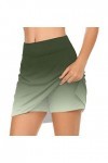 Jupe de tennis courte pour femme - Avec pantalon - Pour lété - Avec poches - Avec pantalon intérieur - Couleur unie, Green1.