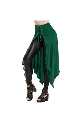 Jupe style victorien gothique steampunk pour femme - Fente haute - Longue jupe plissée - Pour Halloween, cosplay, carnaval, s