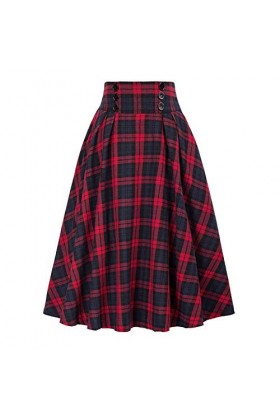 Jupe à carreaux pour femme - Taille haute - Vintage - Style gothique - Steampunk - Pour adolescente - Jupe à carreaux - Pour 