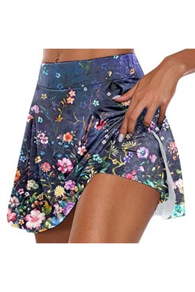 Jupe dété pour femme - Mini jupe de sport - Avec poches - Jupe plissée - Avec pantalon - Longueur genou - Pour femme, Purple