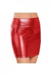 UOWEG Mini Jupe enveloppante Sexy en métal Brillant pour Femmes, Couleur métallique Jupe Noire Grande Taille Red, XL 