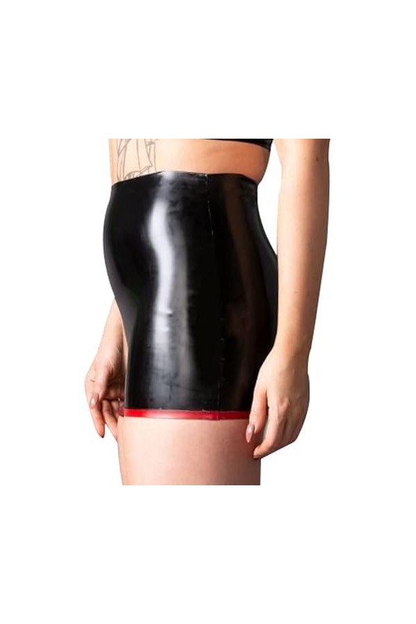 JVHGE Garnitures Noires et Rouges Sexy Mini Jupes en Latex Bas Courts en Caoutchouc