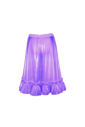 Jupes en Latex Sexy pourpres Transparentes avec des Bas en Caoutchouc Courts à Volants