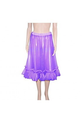 Jupes en Latex Sexy pourpres Transparentes avec des Bas en Caoutchouc Courts à Volants