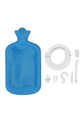 HEITIGN Ensemble de Sac de Lavement à la Maison de 2 litres Kit de Sac de Lavement en Caoutchouc de Tamis de Tuyau ondulé de 