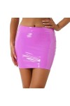 WSZJLN Femmes Sexy Jupes Brillant en Cuir Verni Minijupe Couleur Unie Ceinture Élastique Jupe Crayon Brillant Wet Look Latex 