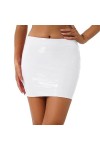 WSZJLN Femmes Sexy Jupes Brillant en Cuir Verni Minijupe Couleur Unie Ceinture Élastique Jupe Crayon Brillant Wet Look Latex 