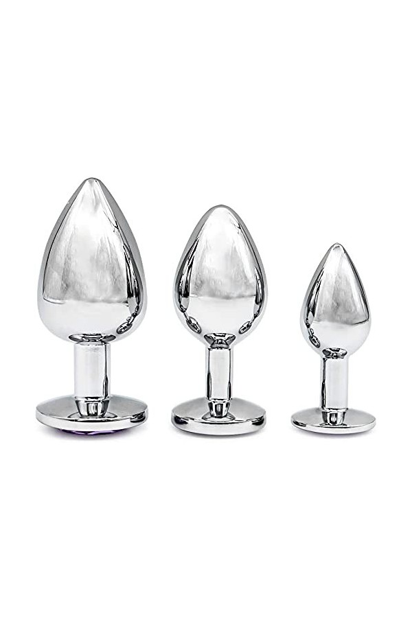 Ànâl Dilâtateurs 3 Pcs/Ensemble Rond Débutant Débutant Jouet Bouchons Gem Métal Bijou Diamant En Acier Inoxydable Plug Ensemb