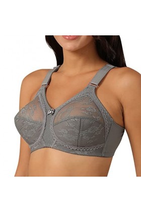 Dames Dentelle Ultra Mince Coupe Pleine Éponge Sexy Dentelle Transparent Intérieur Soutien-Gorge Menstruelle Abondant Grey, 