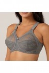 Dames Dentelle Ultra Mince Coupe Pleine Éponge Sexy Dentelle Transparent Intérieur Soutien-Gorge Menstruelle Abondant Grey,