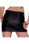 Ledapol - Mini-jupe en cuir véritable avec boucles latérales Noir Taille S
