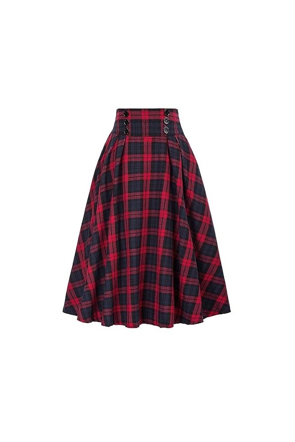 Jupe à carreaux taille élastique ft-8832, Rouge, Taille XL