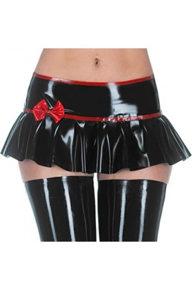 Bordures noires et rouges, Mini jupes sexy en latex avec nœud, courtes, sans fermetures éclair, dessous en caoutchouc, bleu a