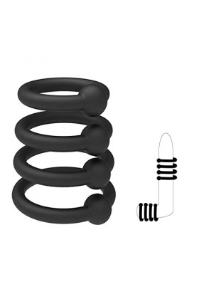 YameiS Anneaux de retenue en Silicone Noir Quatre 