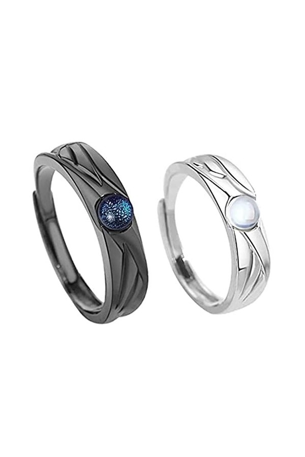 Bamideo 1Pairs TinkleLuna Slimdox Volumize Ring, Angel Devil Couple Rings, His Angel/Her Demon Couple Matching Rings, Adjust