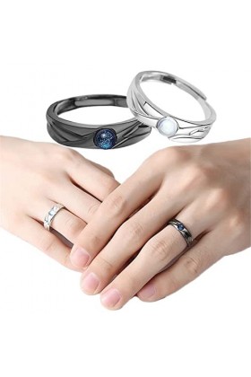 Bamideo 1Pairs TinkleLuna Slimdox Volumize Ring, Angel Devil Couple Rings, His Angel/Her Demon Couple Matching Rings, Adjust