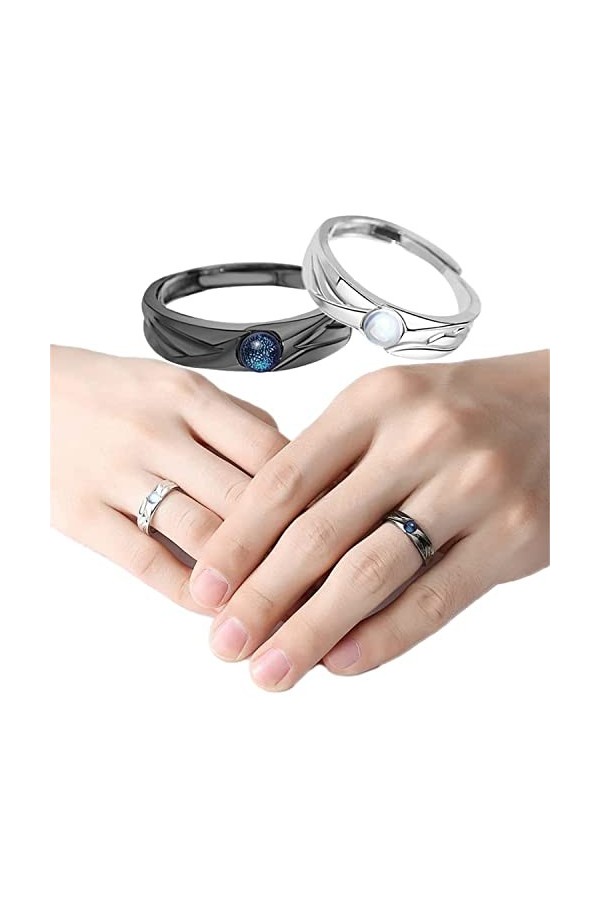 Bamideo 1Pairs TinkleLuna Slimdox Volumize Ring, Angel Devil Couple Rings, His Angel/Her Demon Couple Matching Rings, Adjust