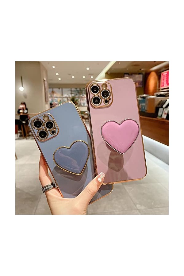 Générique HOOl Cœur Coque Béquille Étui pour Xiaomi Redmi A1,Électroplaqué Coque de Protection Silicone Souple TPU Housse ave