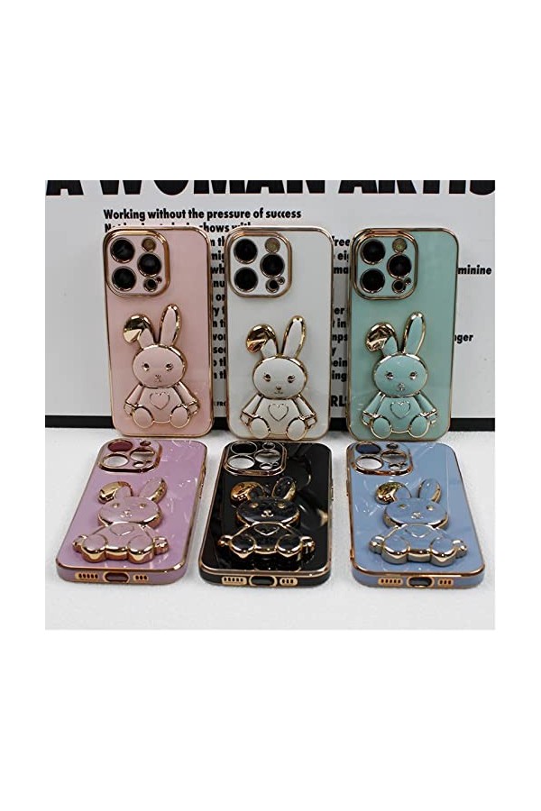 Générique HOOl Cœur Bunny Coque Béquille Étui pour Samsung Galaxy A12 5G,Électroplaqué Lapin Coque de Protection Silicone Sou