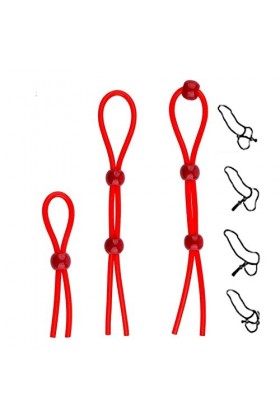 YameiS Trois Anneaux de retenue en Silicone Rouge 