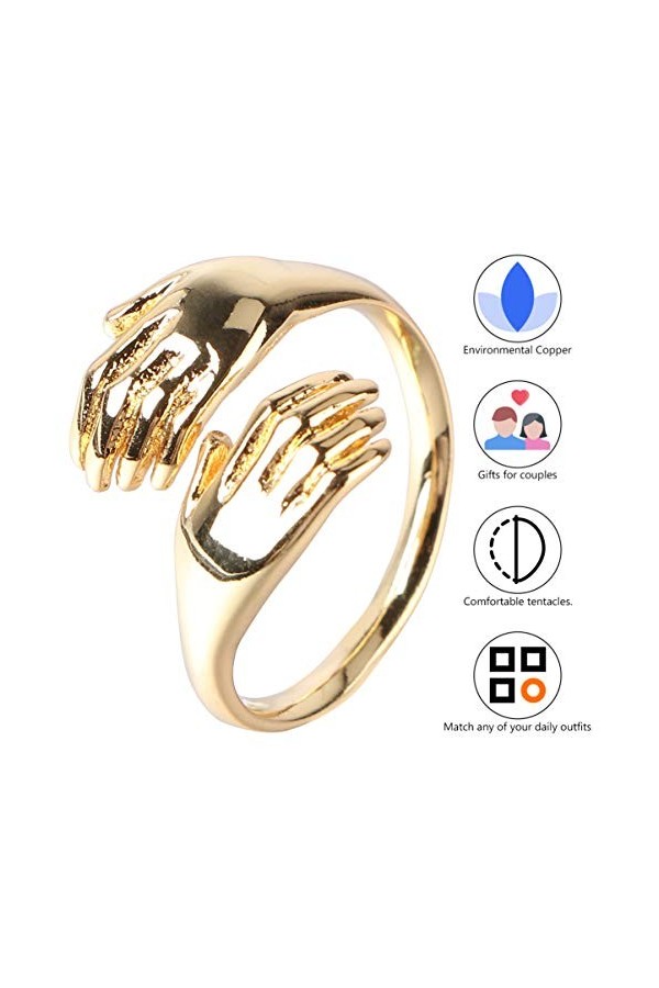 Holibanna Couple CâLin Anneau Amour CâLin Anneau Ouvert Anneaux Antiques Réglables Étreinte Anneau pour Hommes Femmes