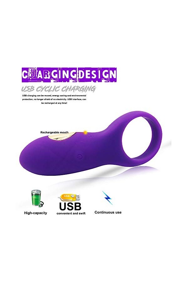 Anneau M-asseur Télécommande Anneau De P-Ê?Is en Silicone Couple 9 Vibration Vibrant Cli-Toris Anneau De Massage Charge USB V