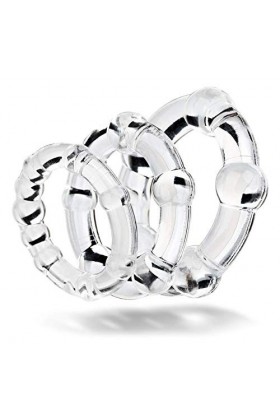 Lot de 3 anneaux en silicone transparent Dispositif de retardement très souple pour hommes - Facile à transporter -401