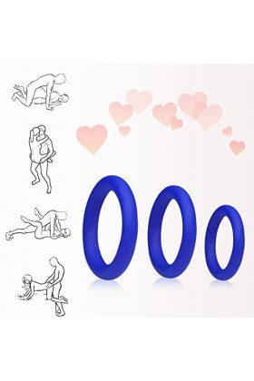 3 Pcs Anneau en Silicone Bleu Jouet Masculin