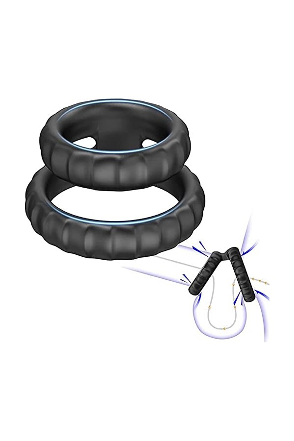 Anneau en silicone à double couche, anneau en silicone à temps de retard masculin pour hommes