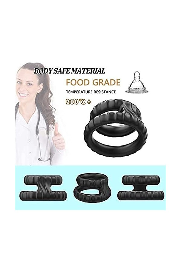 Anneau en silicone à double couche, anneau en silicone à temps de retard masculin pour hommes