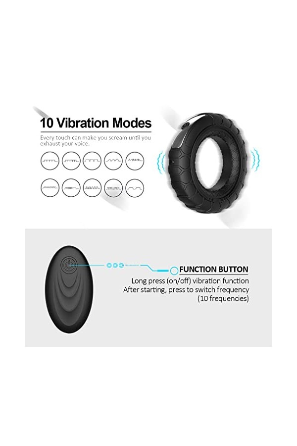 Anneau Vibrant Anneau Vibrant De Télécommande sans Fil, Vibreur À Faible Bruit for Les Jeux dhommes Adultes