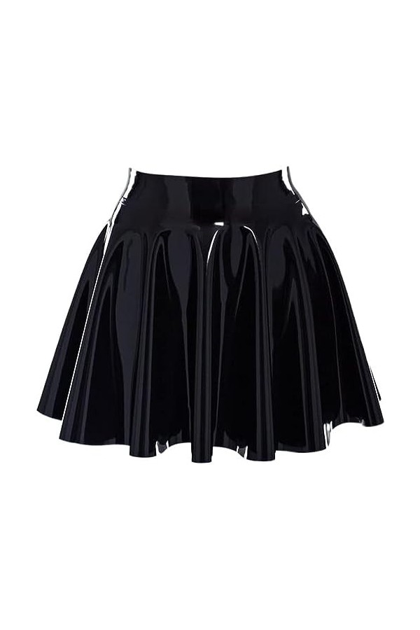 GOCTRN Mini-Jupe De Patinage en Latex,Noir,S