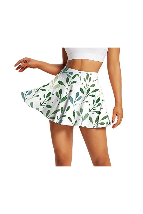 Jupe de tennis pour femme - Courte - Imprimé tendance - Mini jupe avec pantalon - Jupe de tennis - Avec poches - Avec pantalo