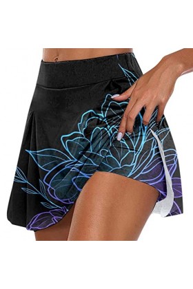 Jupe dété pour femme - Mini jupe de sport - Avec poches - Jupe plissée - Avec pantalon - Longueur genou - Pour femme, Purple